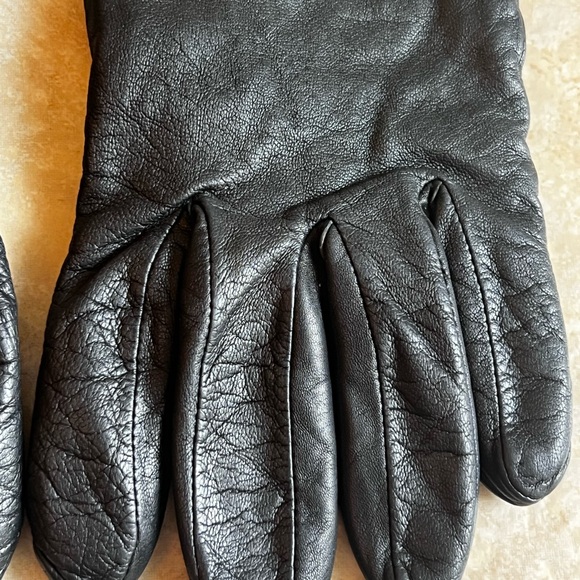 Vtg Unbranded BLACK Soft Leather Cashmere Lined Gloves No Size Tag - Picture 3 of 6